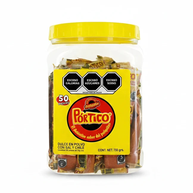 Mitoteland — Portico Tico Vitrolero Jar — Each jar brings 50 pieces of sweet-salty-chile powder flavours treats. Perfect for parties and piñatas.